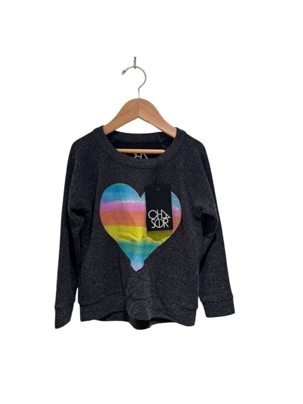 CHASER grey heart print fleecy sweatshirt - size 6